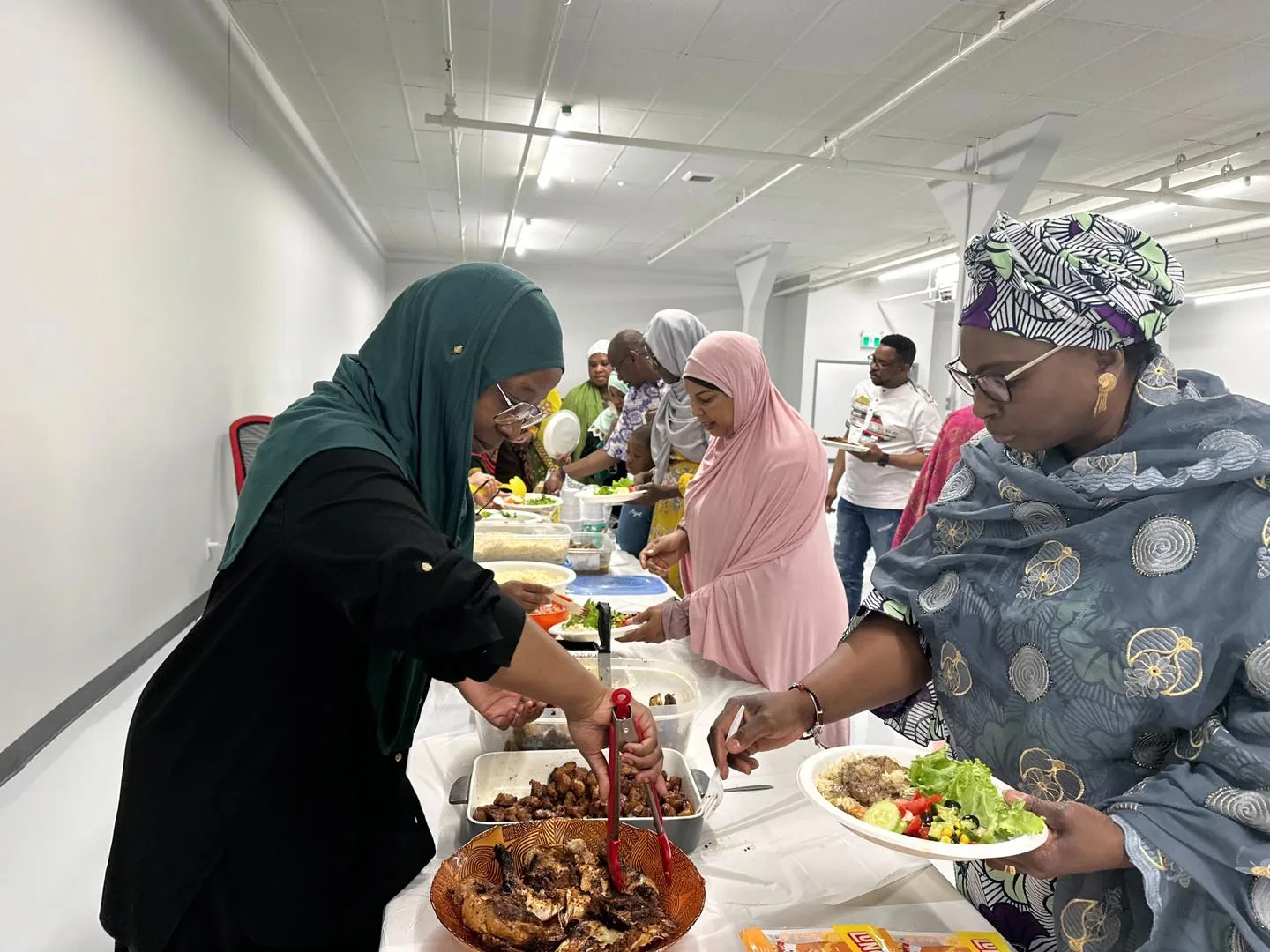 A meal being served in the centre’s community hall.