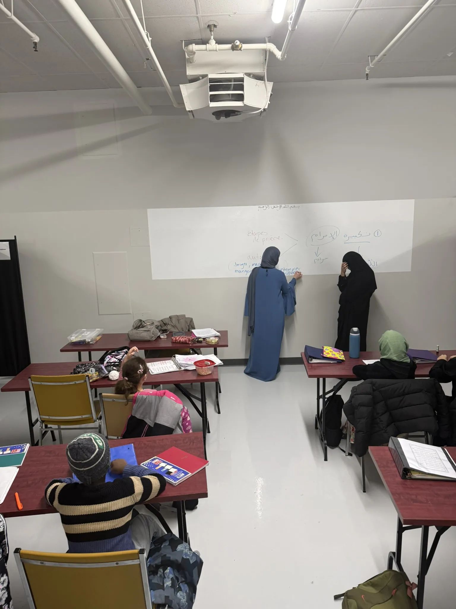 Le tableau couvert d'écriture arabe.