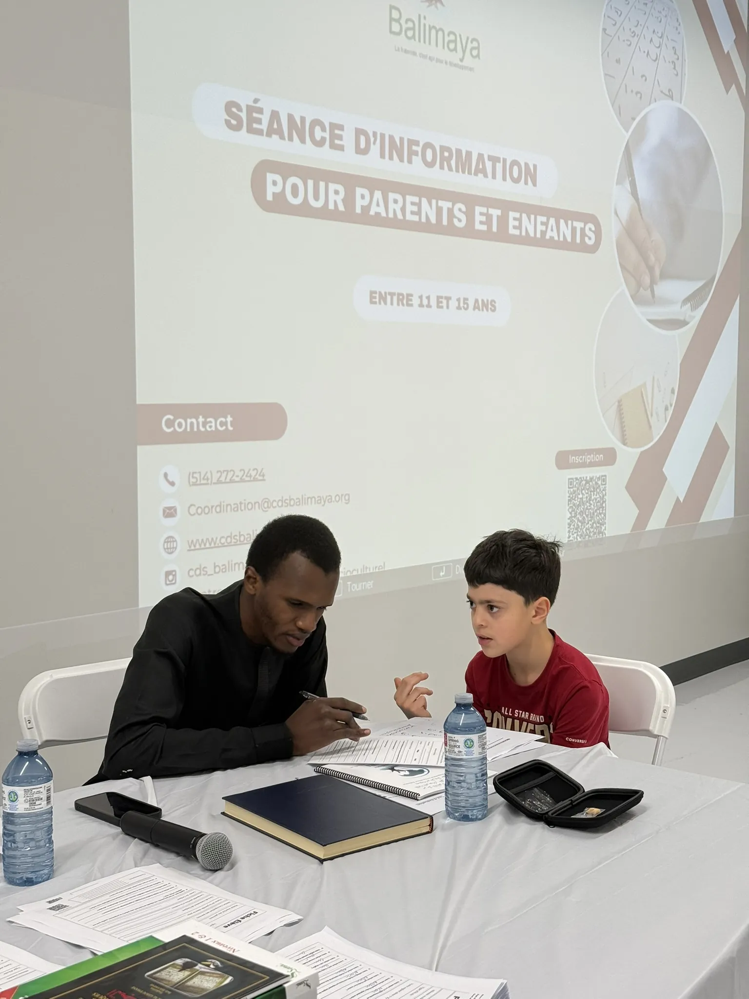 Une séance d'information pour les parents.
